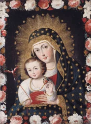 Madonna e bambino con uccello